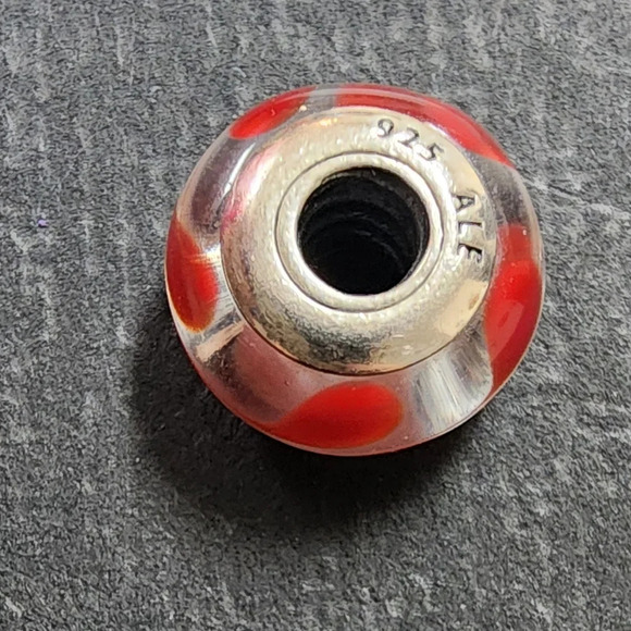 Authentic Pandora Sterling Silver SWIRLY SWIRL Auburn/White Murano Charm - Picture 5 of 6